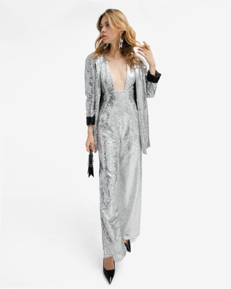 Silver Sequin Power Suit - фото 1