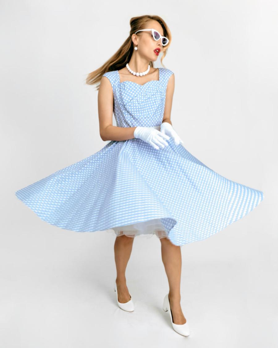 Sky Blue Polka Dot Pin-up - фото 1