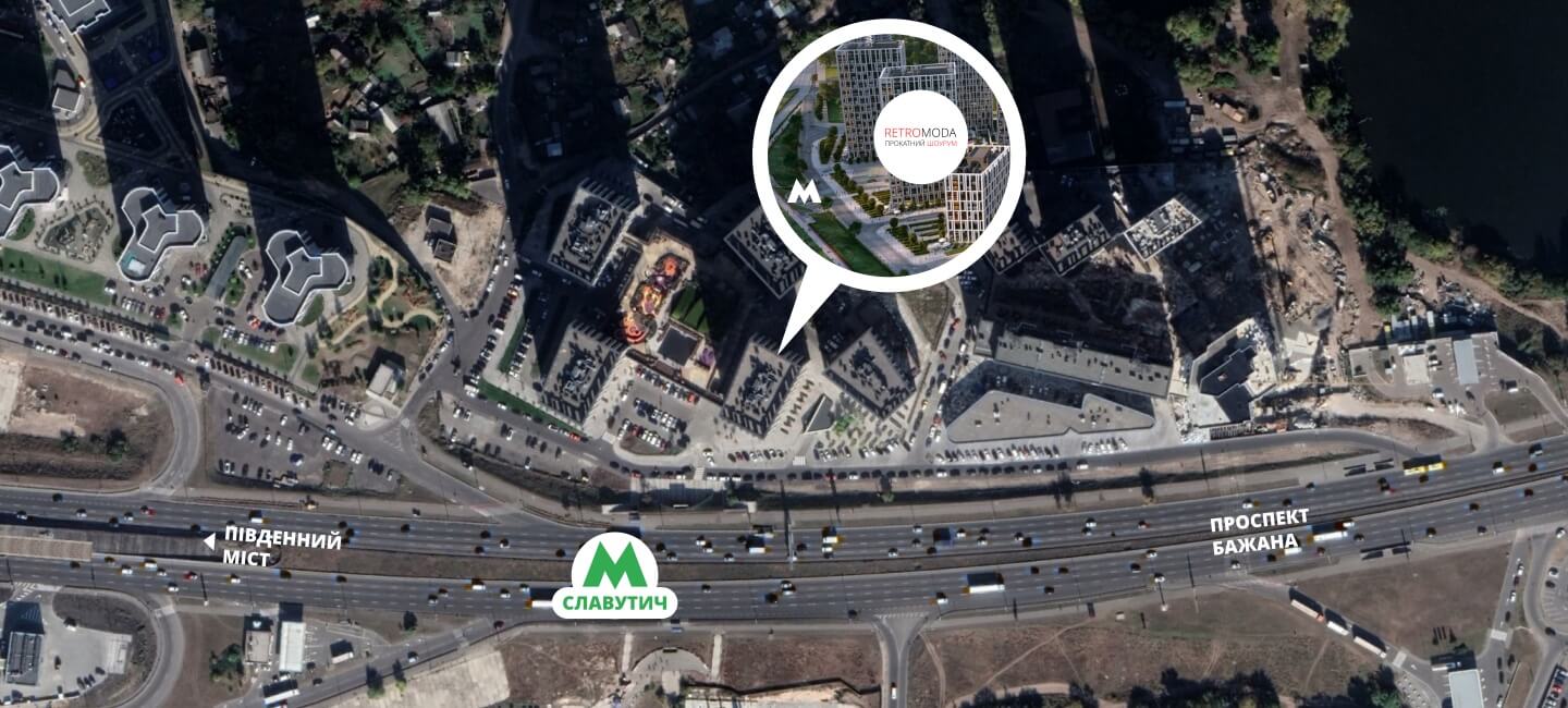 Візуальна підказка місця розташування прокатного шоуруму RetroModa